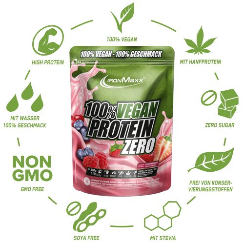 IronMaxx 100% Vegan Protein Zero 500g