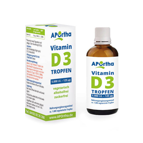 APOrtha Vitamin D3 Tropfen 5.000 I.E., 1.750 Tropfen