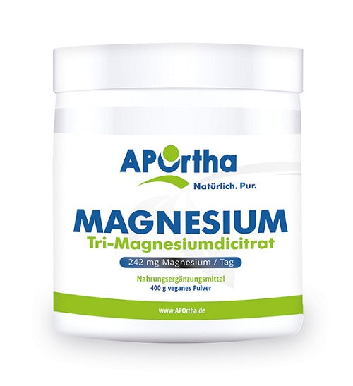 APOrtha Magnesium Tri-Magnesium Dicitrate 400g poudre végétalienne 